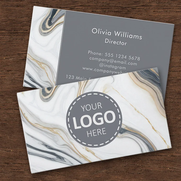 Elegant Marble Effect Business Card with Logo Upload