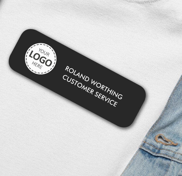 Logo Upload Simple Modern Staff Name Tag