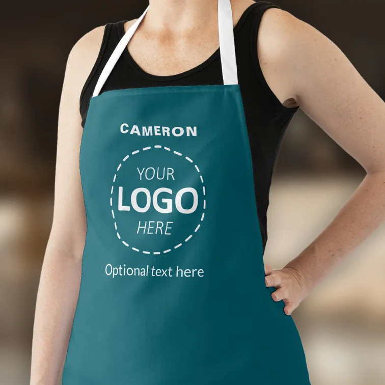 Your Logo Here Custom Apron in Teal - Branded Uniform