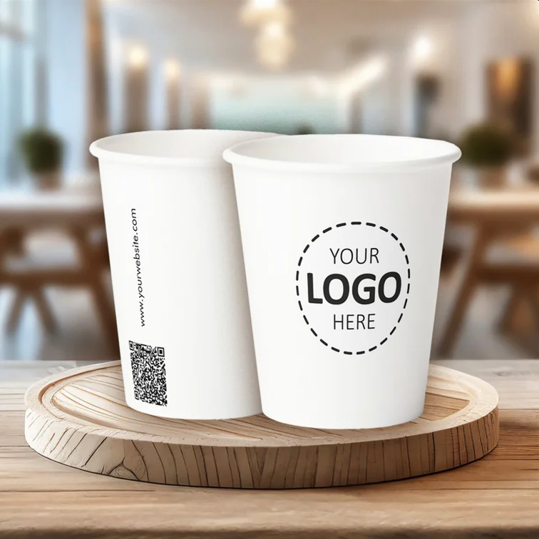Custom Paper Cups - Logo QR Code and Website