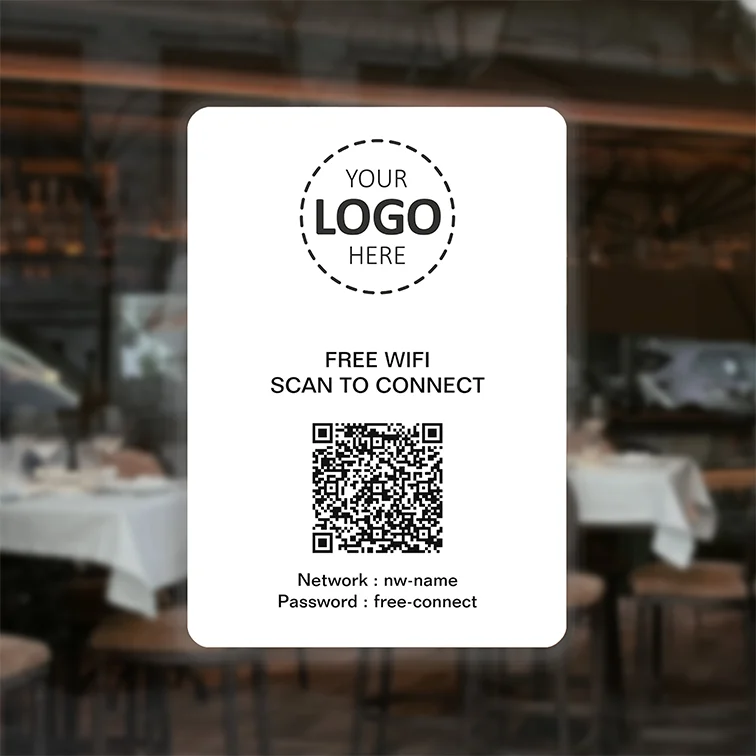 Minimalist WiFi Window Sign with QR Code
