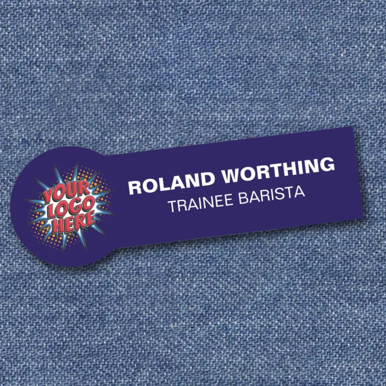 Logo and Text Upload Name Tag - Custom Staff Name Badge