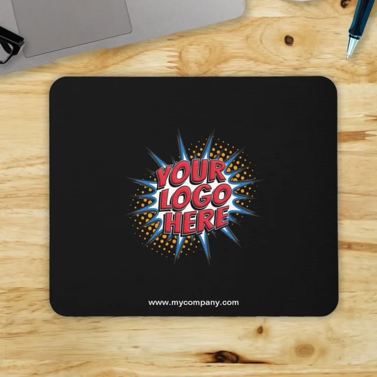 Logo and Text Upload Mouse Mat In Black