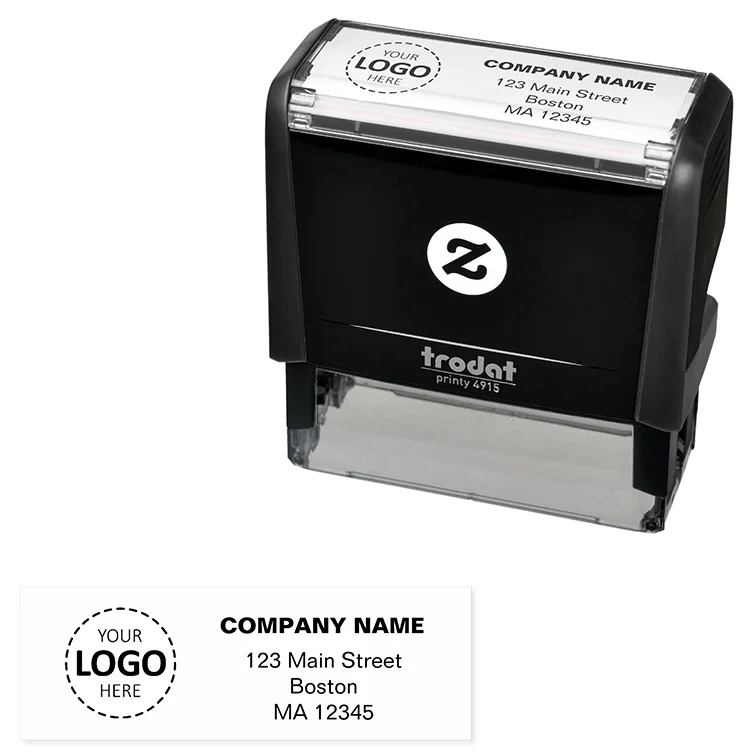 Custom Logo and Address Self Inking Stamp