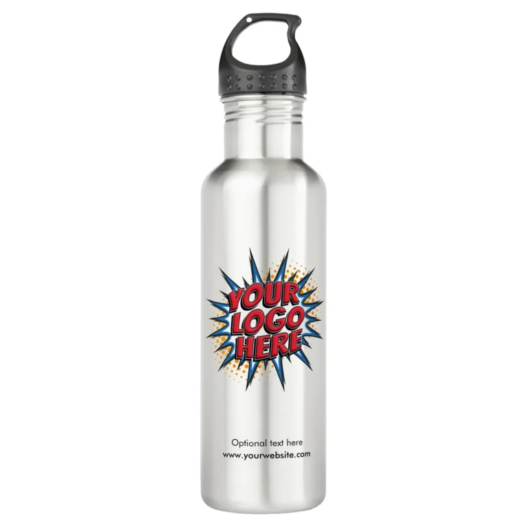 Stainless Steel Water Bottle With Logo and Text
