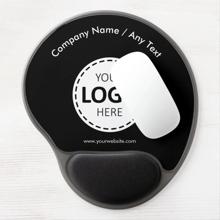 Logo Text Upload Modern Simple Black Gel Mouse Pad