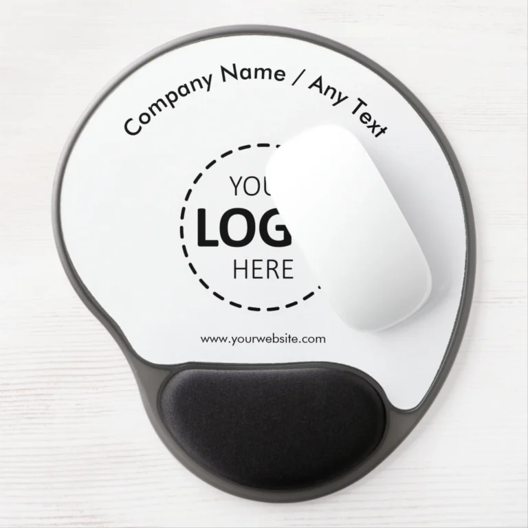 Logo and Company Information White Mouse Mat - Customizable Gel Mouse Mat