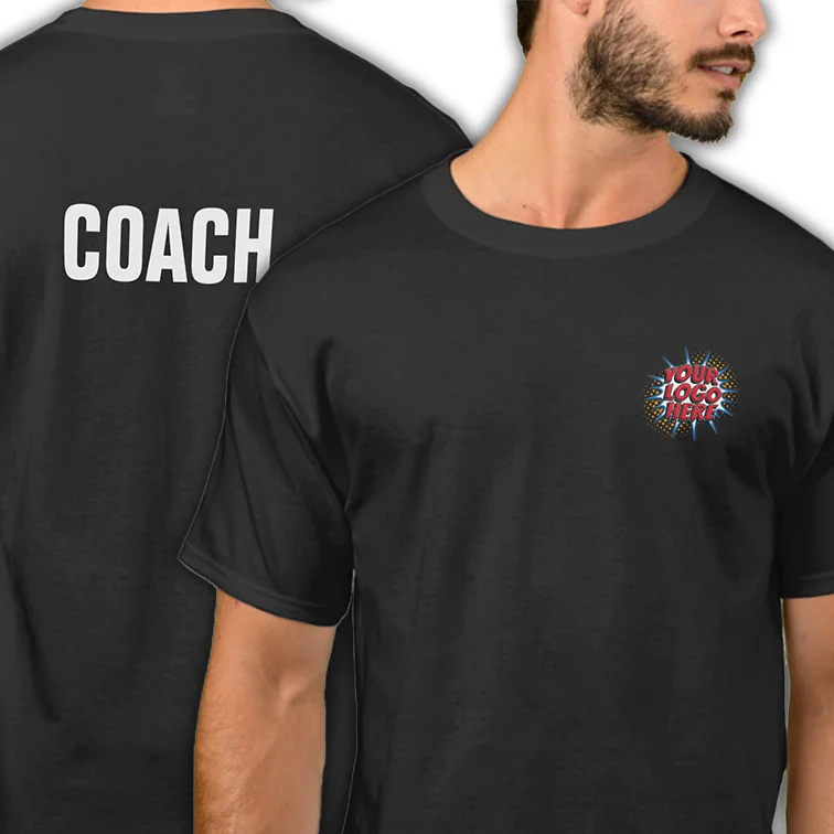 Logo Upload Custom Staff Role Black T Shirt - Coach T Shirt
