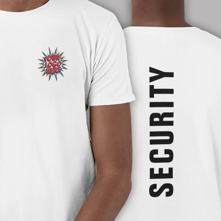 Logo Upload Custom Staff Role White T Shirt - Security Staff Uniform