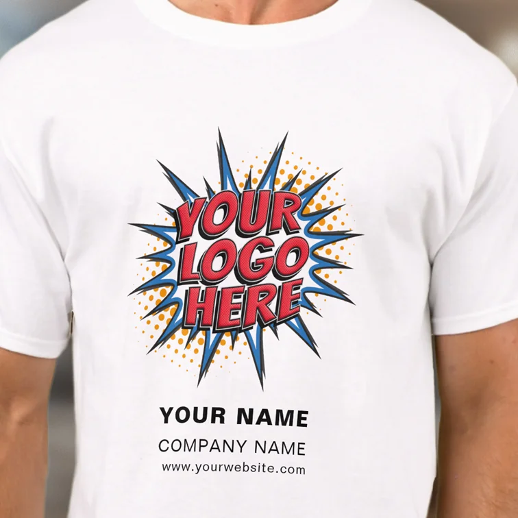 Classic White Promotional Company Branded Shirt - custom logo and Text