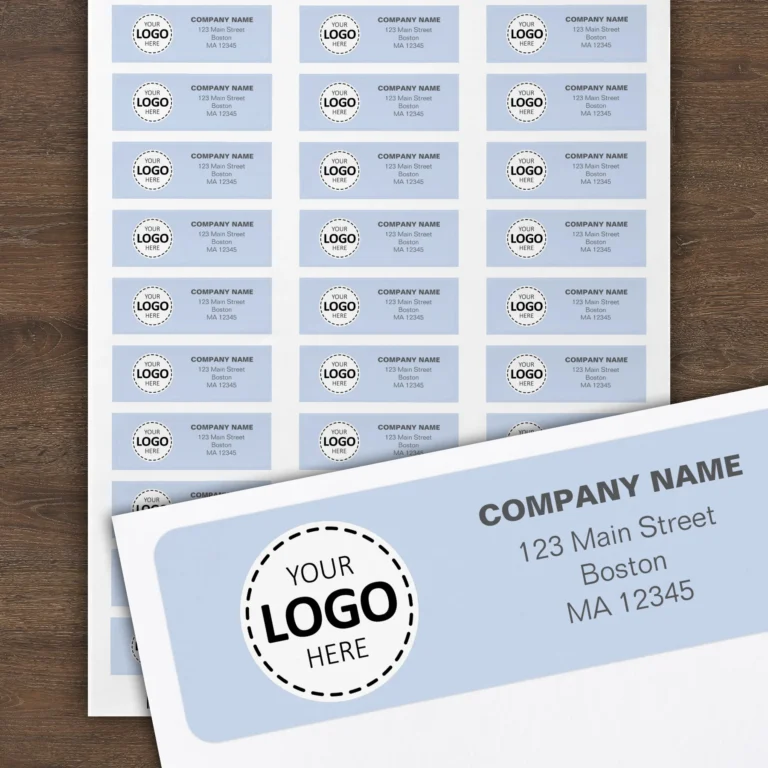 Return Address Labels - Custom Logo and Address in Baby Blue Color