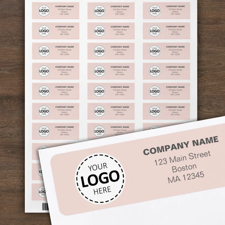 Return Address Labels - Custom Logo and Address - Blush Pink Color