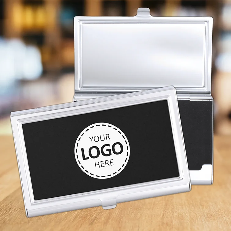 Logo Upload Buisness Card Holder with Black Background