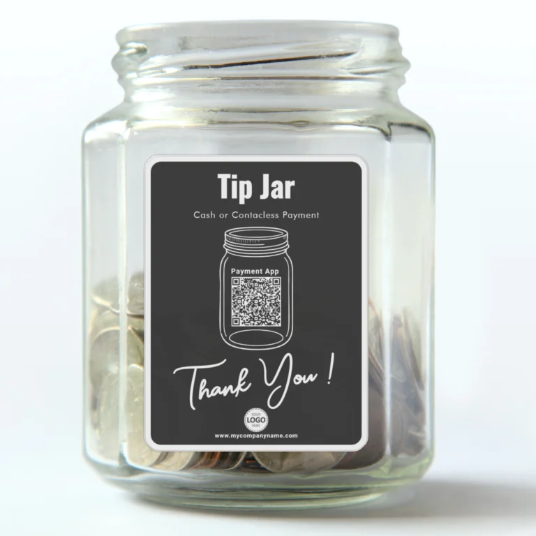 Customizable Virtual Tip Jar Vinyl Sticker - add Compnay logo, webaddress and payment app
