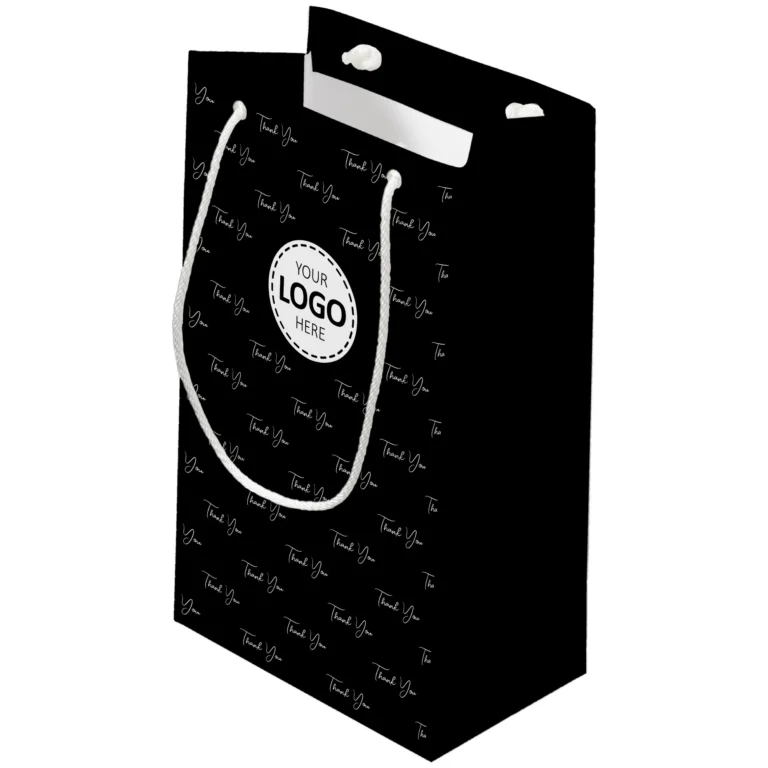 Thank You Gift Bag in Black With Logo Upload