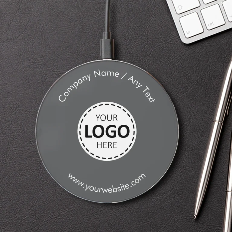 Logo and Company Name, Website Upload Wireless Charger In Gray
