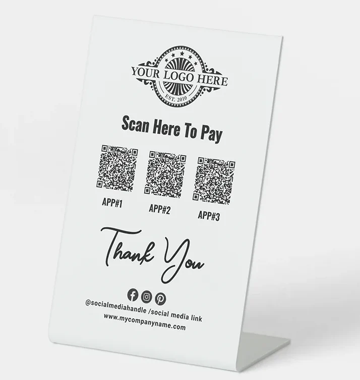 Custom Payment Informtion QR Code Pedestal Sign