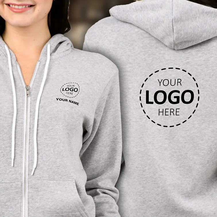 Zip Hoodie with Custom Name and Logo on Front