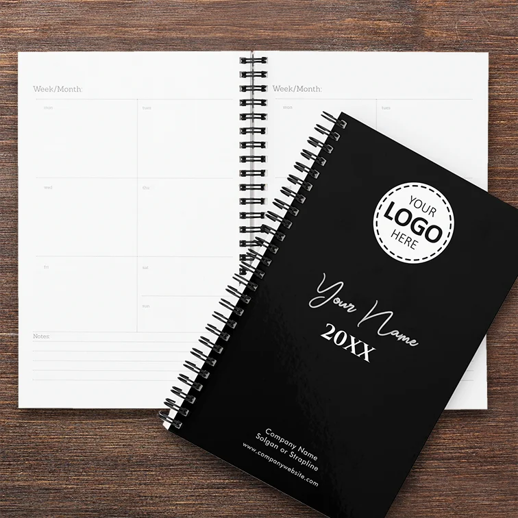 Logo and Text Upload Planner Desk Diary Black