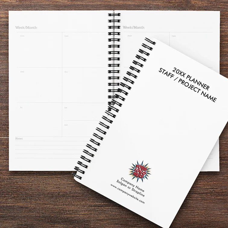 Logo and Text Upload Custom Year Planner Desk Diary White